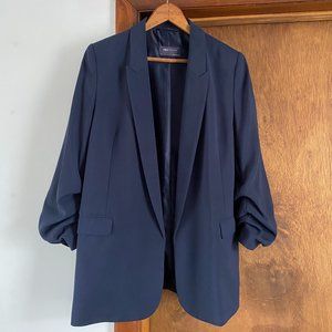 Marks & Spencer Ruched-Sleeve Navy Blazer (US 8/UK 12)